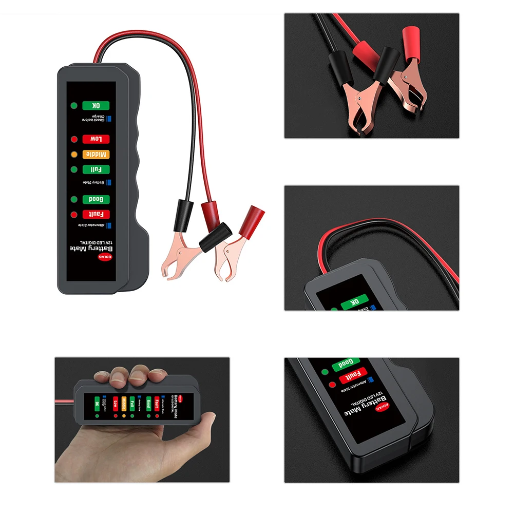 배터리 테스터 분석기, 6 LED 조명 디스플레이, 12V 자동차 빠른 크랭킹 충전 회로 발전기, 자동차 진단 도구