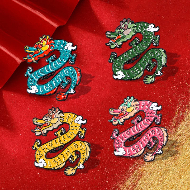 

Vintage Chinese Animal Dragon Brooches Women Men Badge Suit Coat Corsage Lapel Pins Fashion Jewelry Clothing Accessories