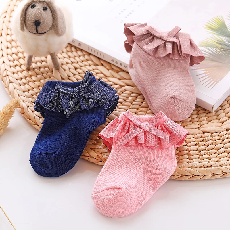 0-12M Newborn Baby Lace Socks Bow Princess Socks Girls Infant Spring and Autumn Baby Cotton Girls Breathable Ruffled cotton socks,kids socks,baby socks,girls socks