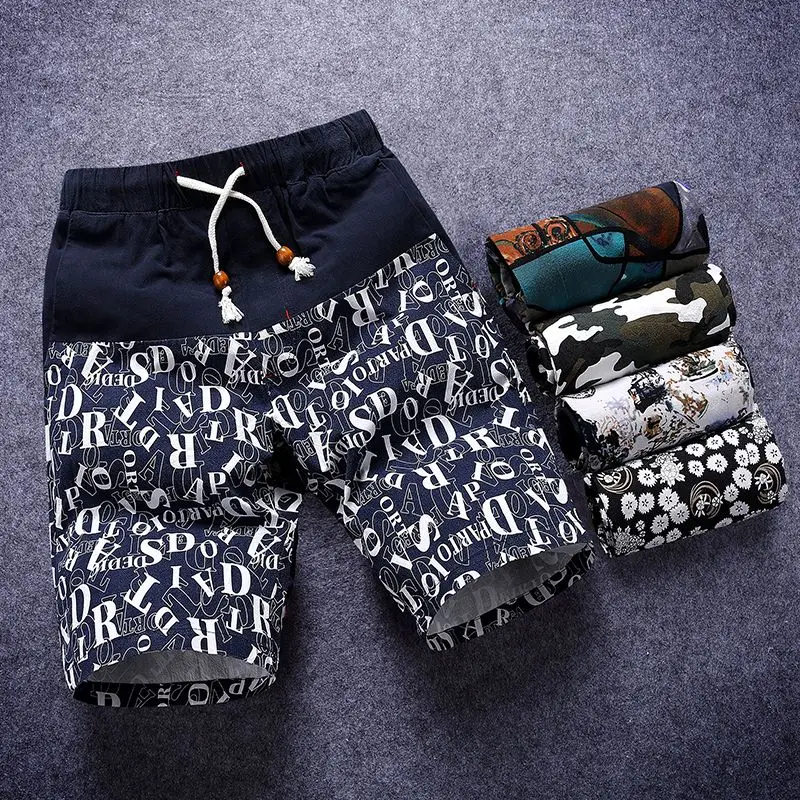 Elegant Fashion Harajuku Slim Fit Ropa Hombre Loose Sport All Match Casual Shorts Printed Pockets Straight Cylinder Trousers