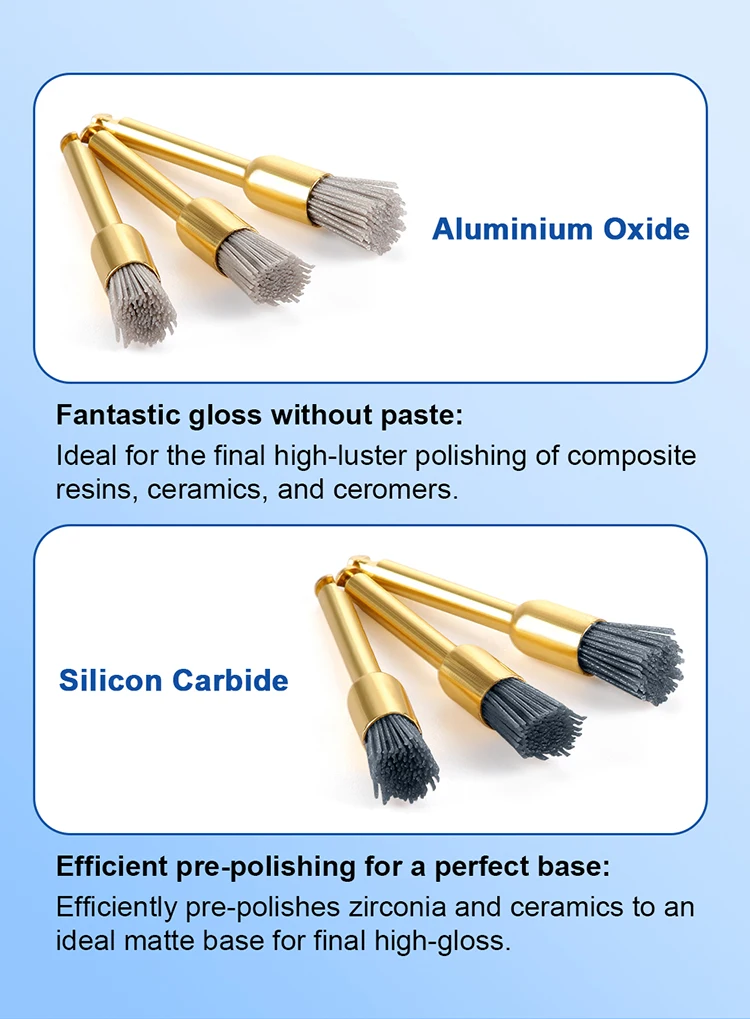 20 Stück AZDENT Dental Siliziumkarbid-Aluminiumoxid Polierbürsten, Latch Bowl Flachpolierer, Prophylaxebürsten für Winkelstücke – Detail 3