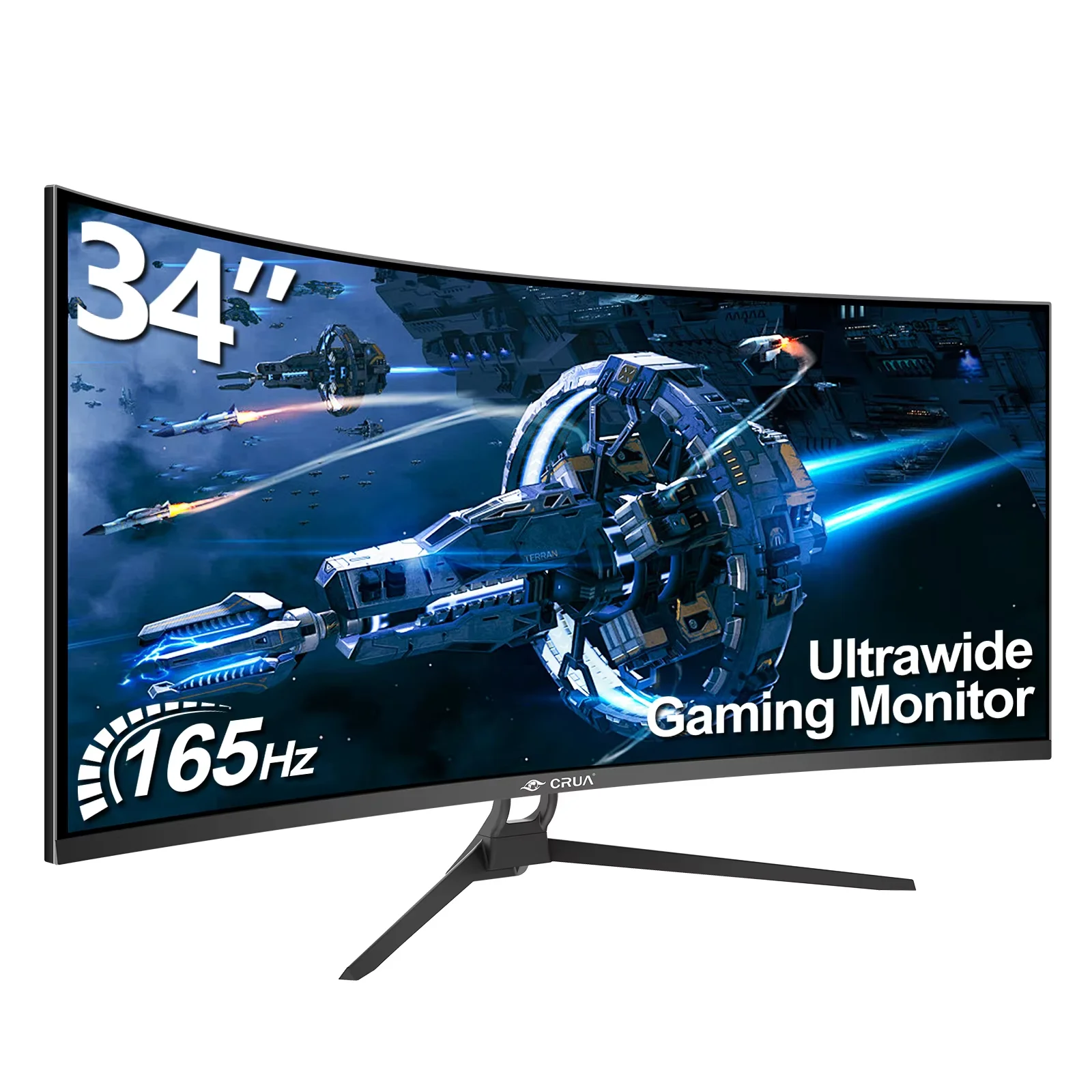 34 CRUA Gaming Monitor 34-inch Curved Ultrawide WQHD Monitor 3440 x 1440 R1500 Ultrawide Computer Monitor 144Hz VA Panel Display