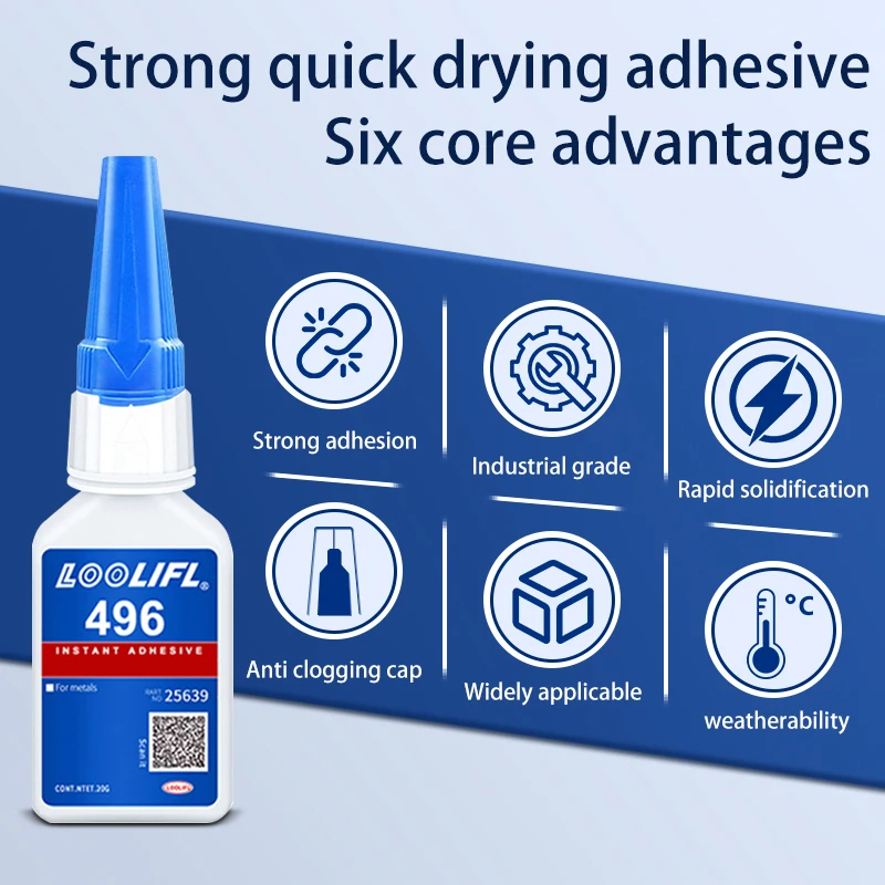 496 Super กาว,Quick-drying Cyanoacrylate ทันทีหนังยางไม้โลหะ Strong Bond Liquid กาวเครื่องมือ,ซ่อมบ้านกาว 1