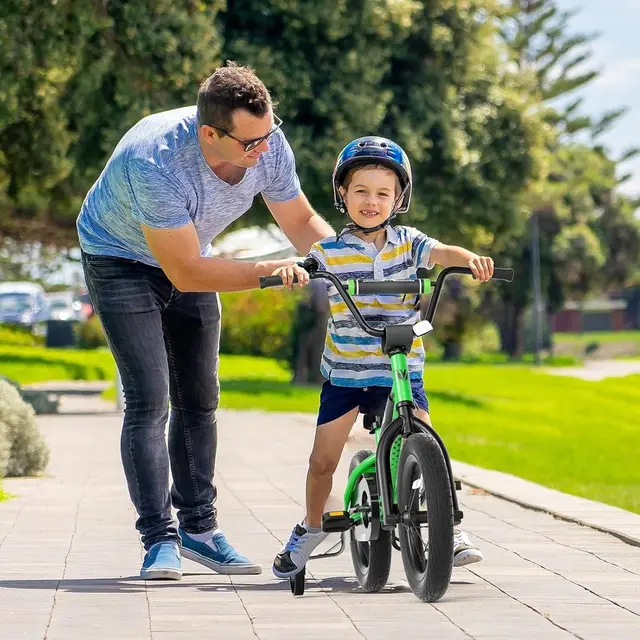 Children's 12-16 Inch BMX Bike with Training Wheels, Adjustable Seat, and Brakes for Ages 3-8