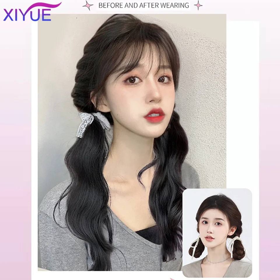 XIYUE Bowknot Bubble Horse Tail Clip In Ponytail Hair Extension Heat Resistant Synthetic Natural Double Horse Tail