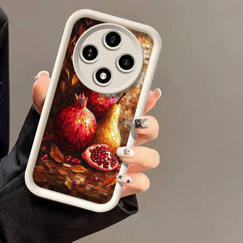 Creative Retro Fruits Marble Texture Printed Phone Case Cover