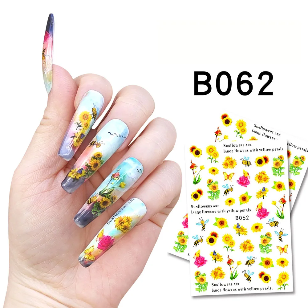 1pc 3d Nail Sticker Sunflower Tulip Rose Bee Animal Special Transfer  Picture Flowers Sliders Stickers Diy Nail Art Decoration - Stickers &  Decals - AliExpress
