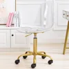 Clear Desk Chair, Acrylic Rolling Armless Vanity Swivel Height Adjustable Ghost Molded Plastic Home Office Chairs with 1