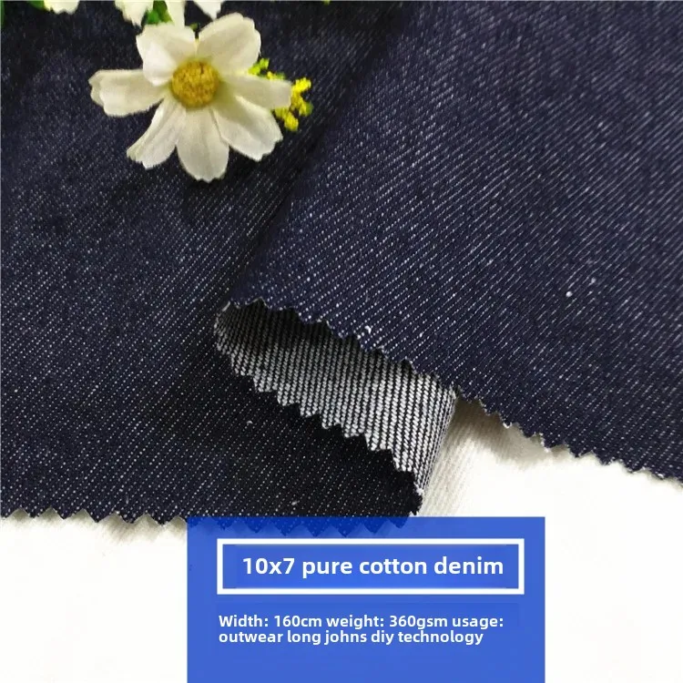 Large Quantity Plain Weave No Stretch Right Slant 10*7 Pure Cotton Denim Fabric for Jacket And Bag Outerwear Apparel Material