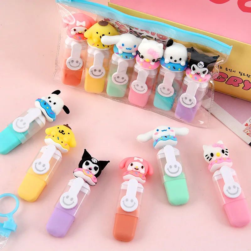 

36 шт./партия, флуоресцентные маркеры Sanrio Melody Cinnamoroll, 6 цветов