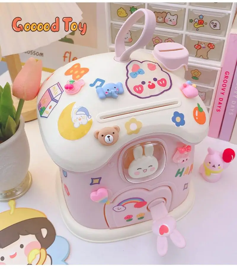 

Cartoon Piggy Bank Atm Mushroom House Save Cash Coins Children's Moneybox Bank Kids Puzzle Educational Toys Birthday Gift Girls
