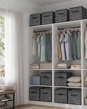 Storage Cubes, 13-Inch Non-Woven Fabric Bins with Double Handles, Set of 10, Closet Organizers for Shelves, Foldable, for Clothe 1