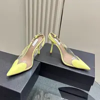 2025 New Women'S Heart Shape Sandals  Summer French Toe Back Hollow Pointed Transparent Pvc Fashion Red High Heels - Image 2
