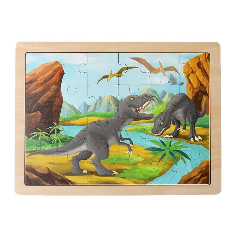 

Toddler Puzzle 24pcs Safe Montessori Puzzles Dinosaur Toys Toddler Sensory Puzzles Wooden Montessori Toys STEM Educational