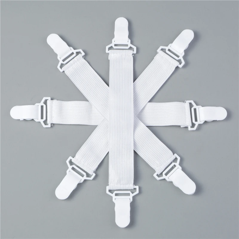 4Pcs/set Elastic Bed Sheet Grippers Double Head Clips Gripper Holder Suspender Bed Sheet Fasteners Adjustable Length 15-30cm bed sheet holder bed sheet clips sheet clips