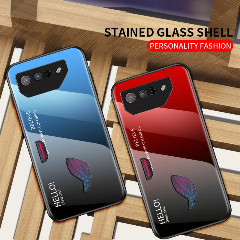 Gradient Tempered Glass Back Cover Hard Phone Case Protector