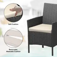 3-Piece Wicker Patio Sofa Set, All-Weather Rattan Conversation Set With Cushions & Glass Coffee Table For Garden, Porch, Lawn 5