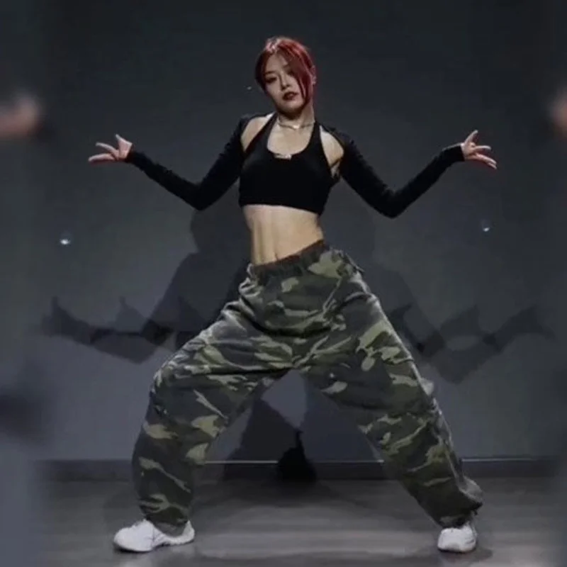 

Camouflage Cargo Pants Dancing Pants Korean Oversize Hip-hop Cotton Jogging Pants Summer Casual Vintage Trousers For Men Women
