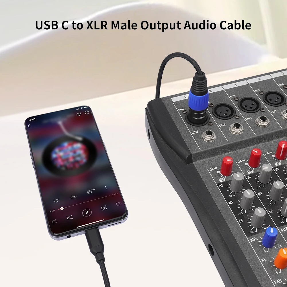 Type C To XLR Male Aux Audio Cable Plug and Play Type C To XLR Male Output Stereo Cord for Amplifier Speaker Mixer Console