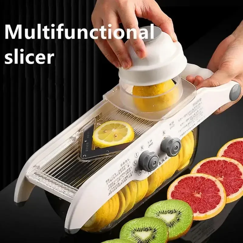 

Kitchen Machine Cutter Slicing Ultrasharp Adjustable Thickness Julienned V-blade Food Slicer Commercial Lemon For