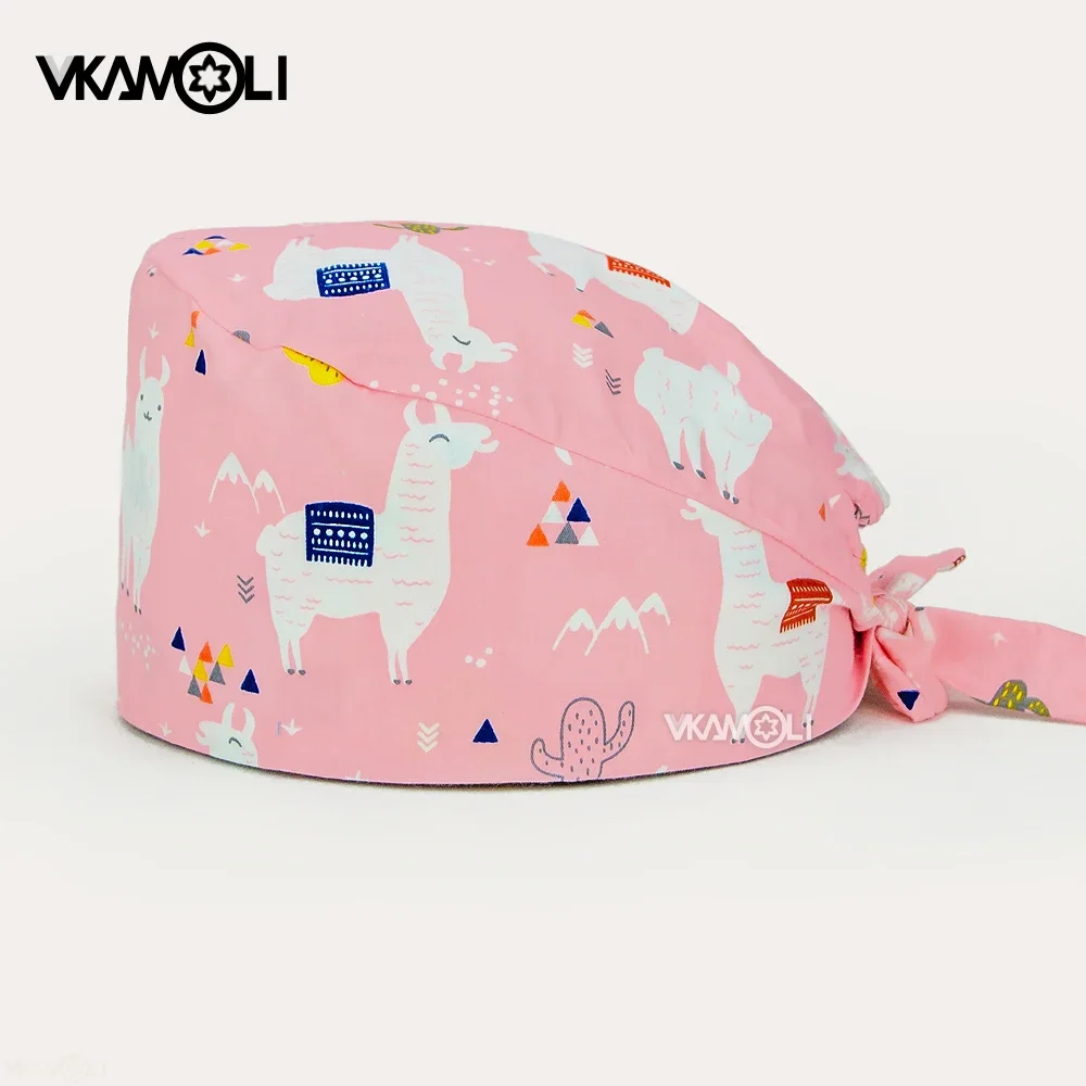 Floral print adjustable printing breathable Medical Scrub Hats Veterinary Hat Nursing Dentistry lab cap Pet caring Beauty salon work hat
