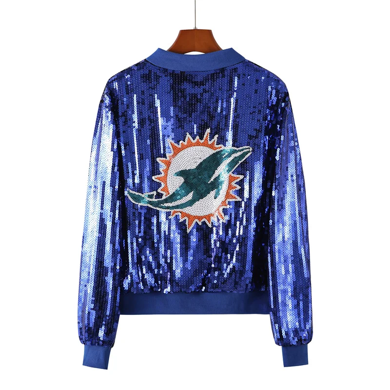 

Autumn And Winter Long Sleeve Cartoon Streetwear Loose Outerwear Jackets Sequins Hip Hop Zipper Fashion Women's Coats