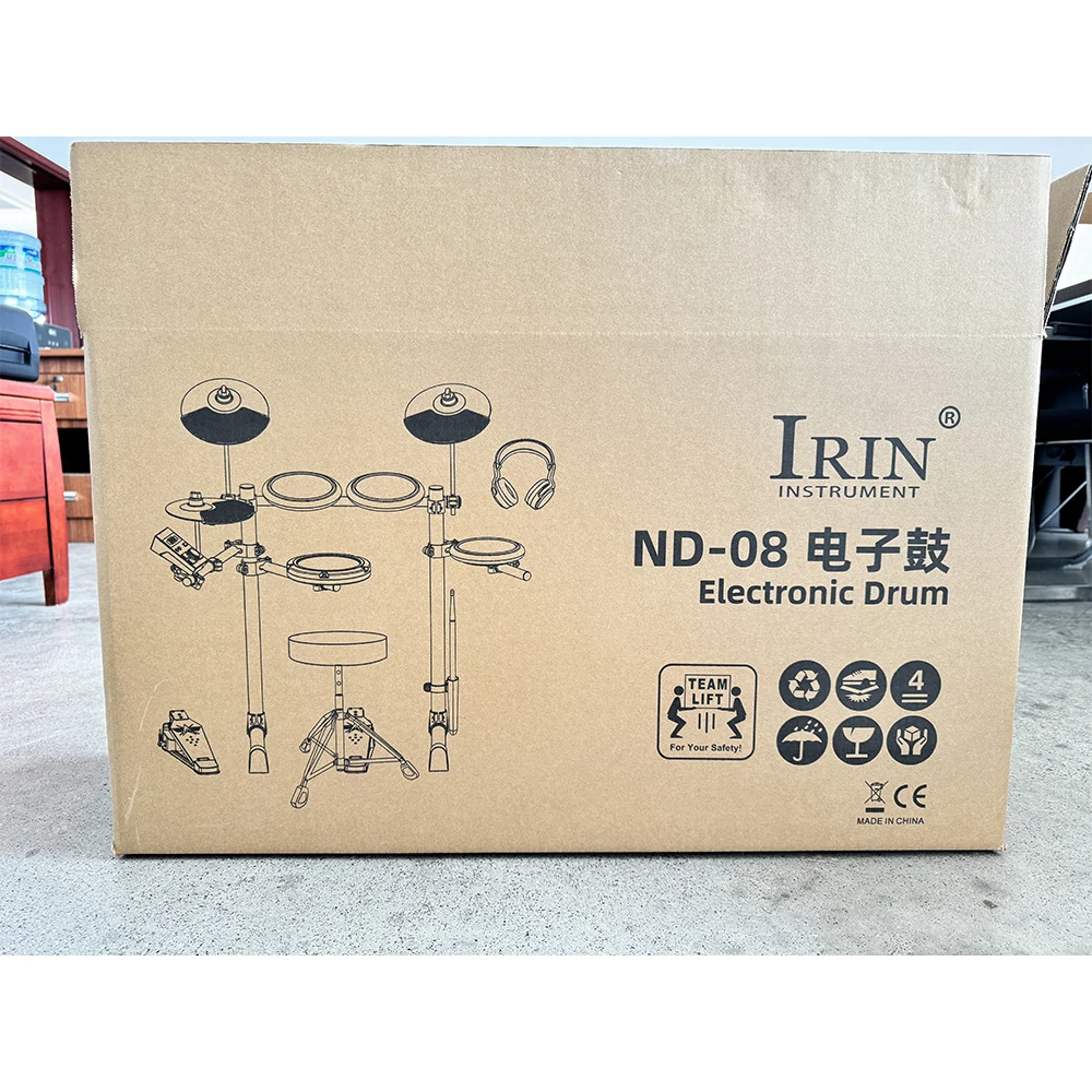 IRIN Electronic Drum Kit ND-08 Mesh Silicone 5 Drums 3 Cymbals with Drum Stool Headphones Installation Guide Instruction Manual