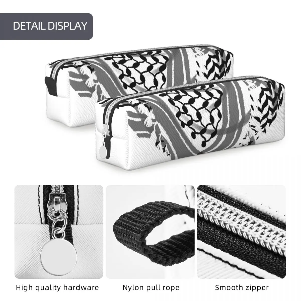 Palestine Keffiyeh 학생용 연필 케이스, 클래식 펜꽂이 가방, 대용량 보관 학교 용품, 지퍼 필통