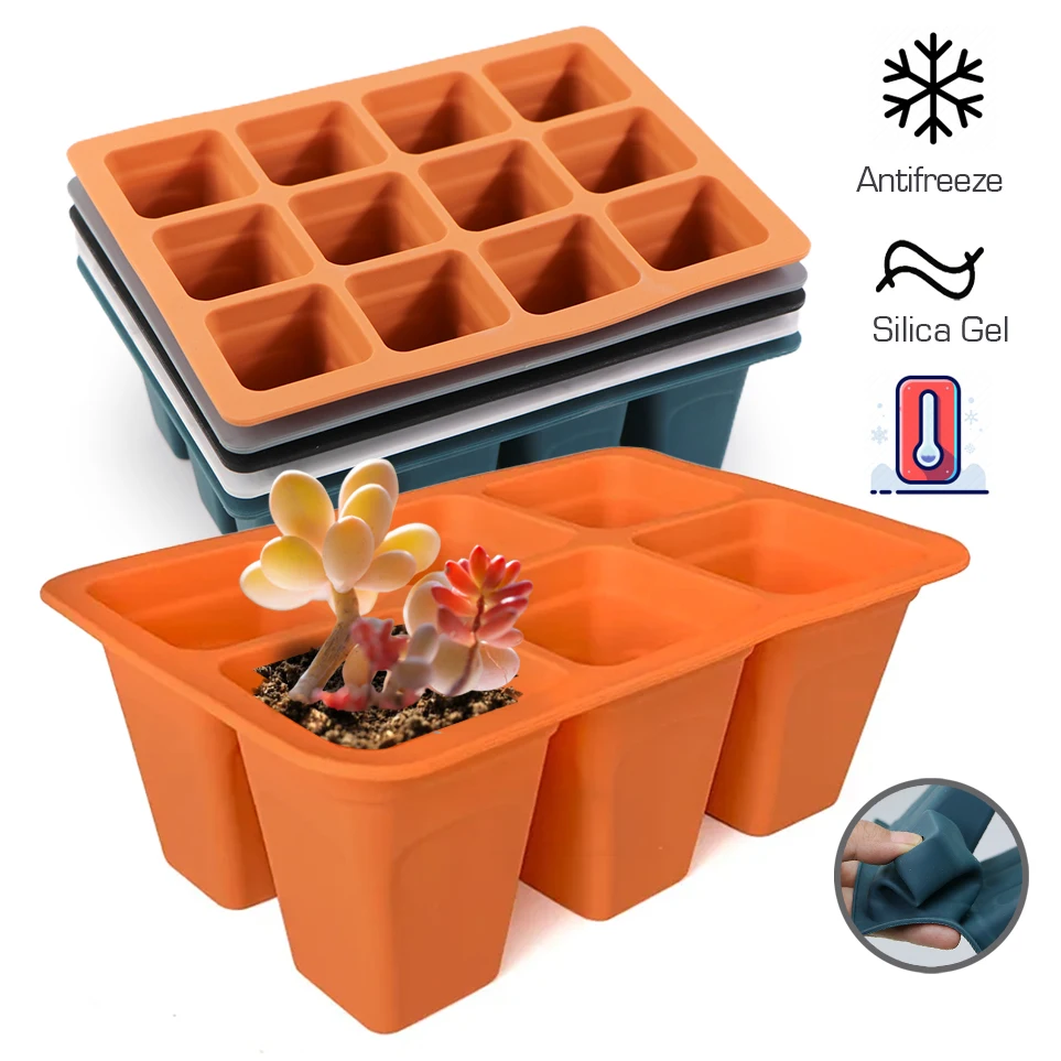 4612CellSiliconeSeedStartingTrayNurseryPotsSeedling