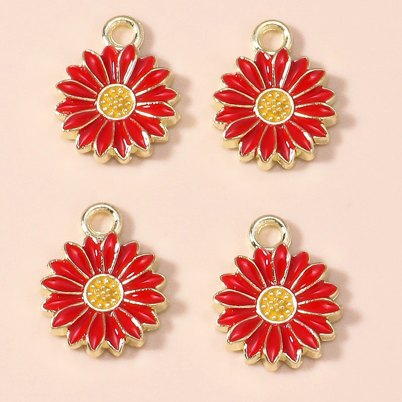 Duarte 20 Teile/los Mix Rote Emaille Blume Charms Anhänger für Schmuck Machen Tropfen Ohrringe Halsketten Armbänder Zubehör DIY Geschenk – Detail 17
