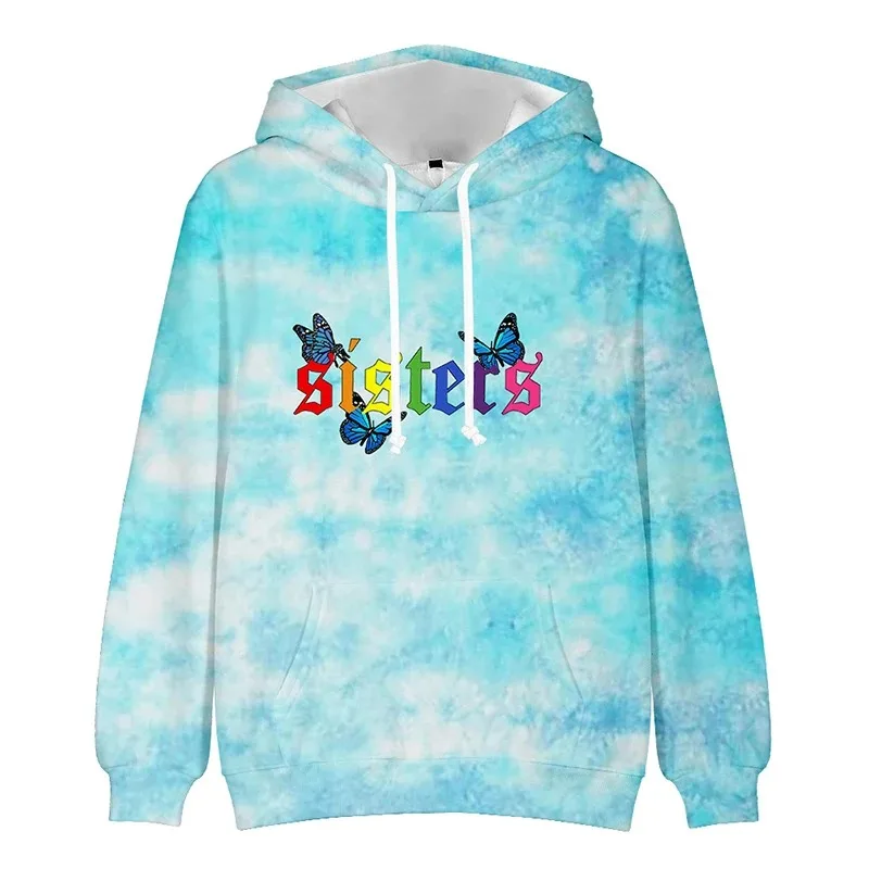Sisters butterfly fashion hip hop sport 3d hoodies pullover men's women hoodie long sleeve tops couple hoodie 4xl hoodie 2024