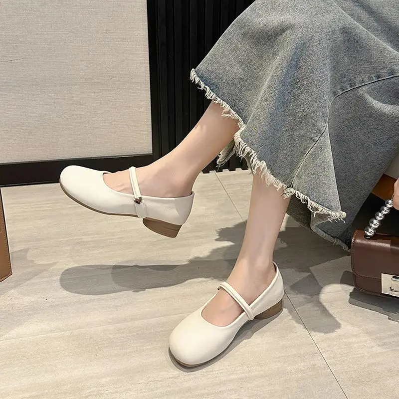 2024 Spring and Summer New Vintage Mary Jane Versatile Low-Cut Comfortable Soft Bottom Bean Shoes
