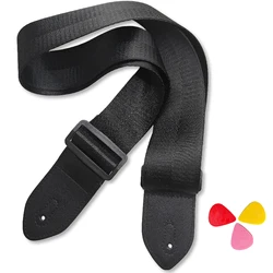 Adjustable Black Leather Guitar Strap (1)
