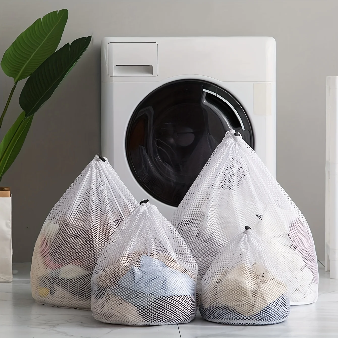 1pc/3pcs Drawstring Laundry Bag Coarse Net Washing Bags Dirty Clothes Organizer Pouch 4Pcs Set Laundry Bag For Washing Machine H 5