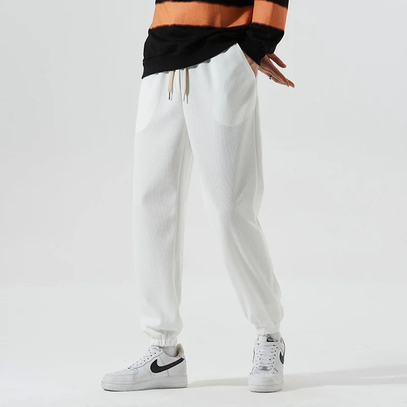 Men's Spring Autumn Elastic High Waisted Solid Pockets Pleated Harlan Lantern Sports Casual Loose Trousers Fashion Pants