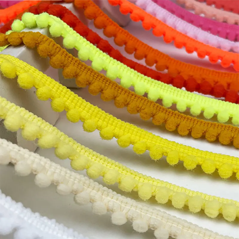 Mini Pom Pom Ball Fringe Ribbon Lace Trim for DIY Sewing and Home Decor - 32 Vibrant Colors
