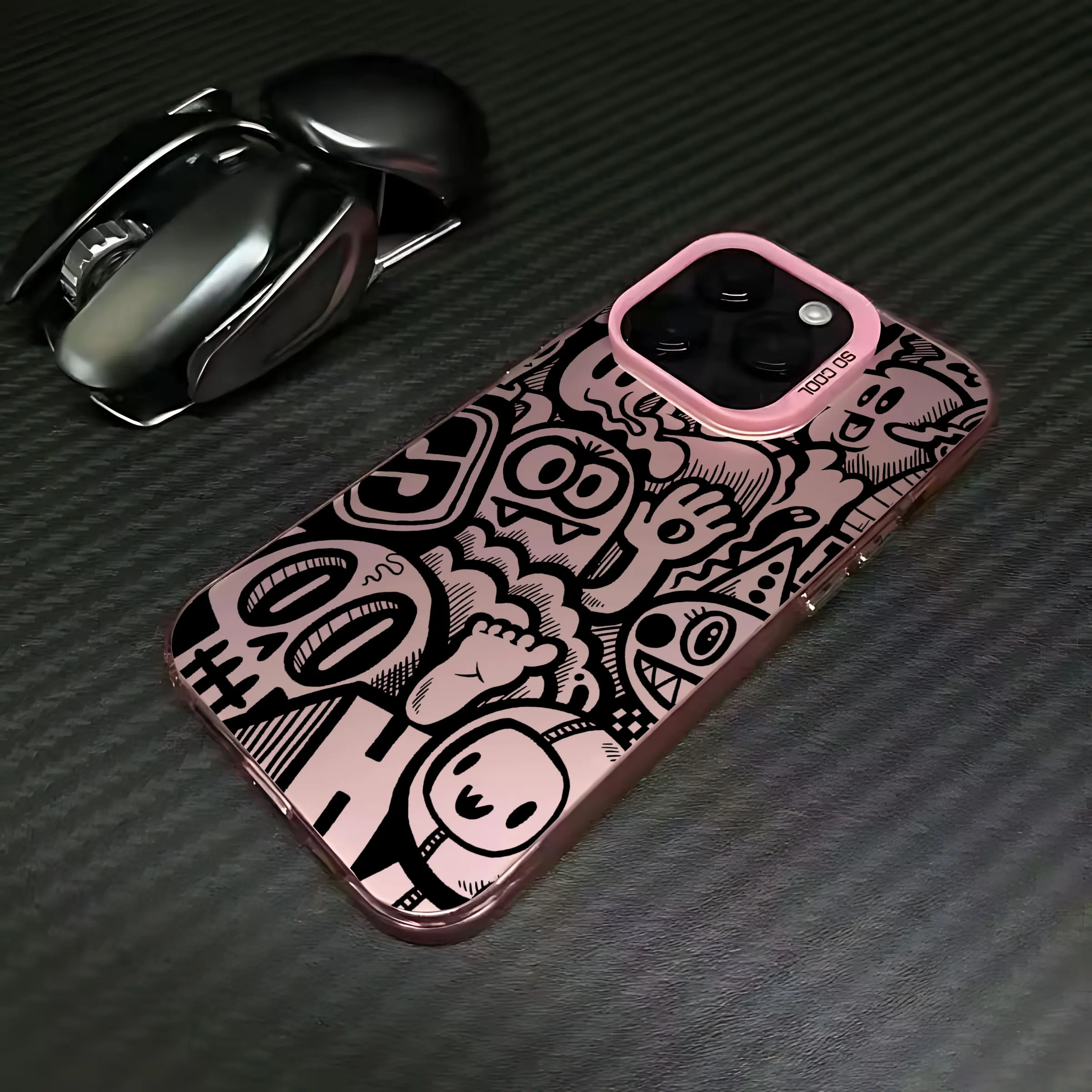 Matte Black Graffiti Style Phone Case