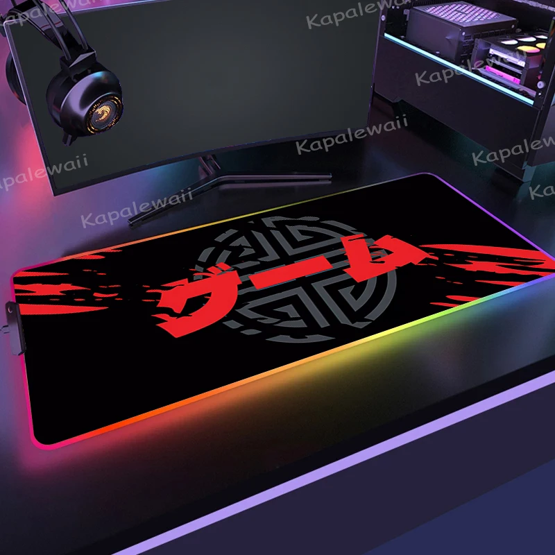 

Черно-белые детские игровые коврики для мыши 39,3x19,6 дюймов, геймерский коврик для мыши, большой коврик для мыши RGB, большой коврик для мыши с подсветкой, Настольный коврик