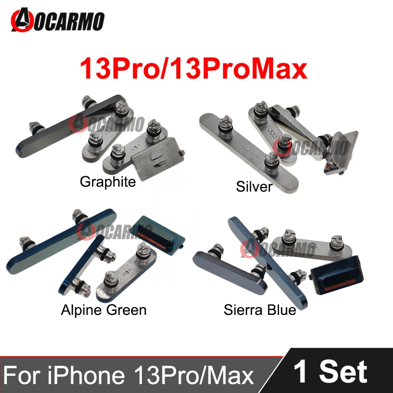 Aocarmo Side Key Power On Off Volume Mute Buttons Replacement Parts For Apple iPhone 13Pro 13 PRO Max Graphite Alpine Green Blue
