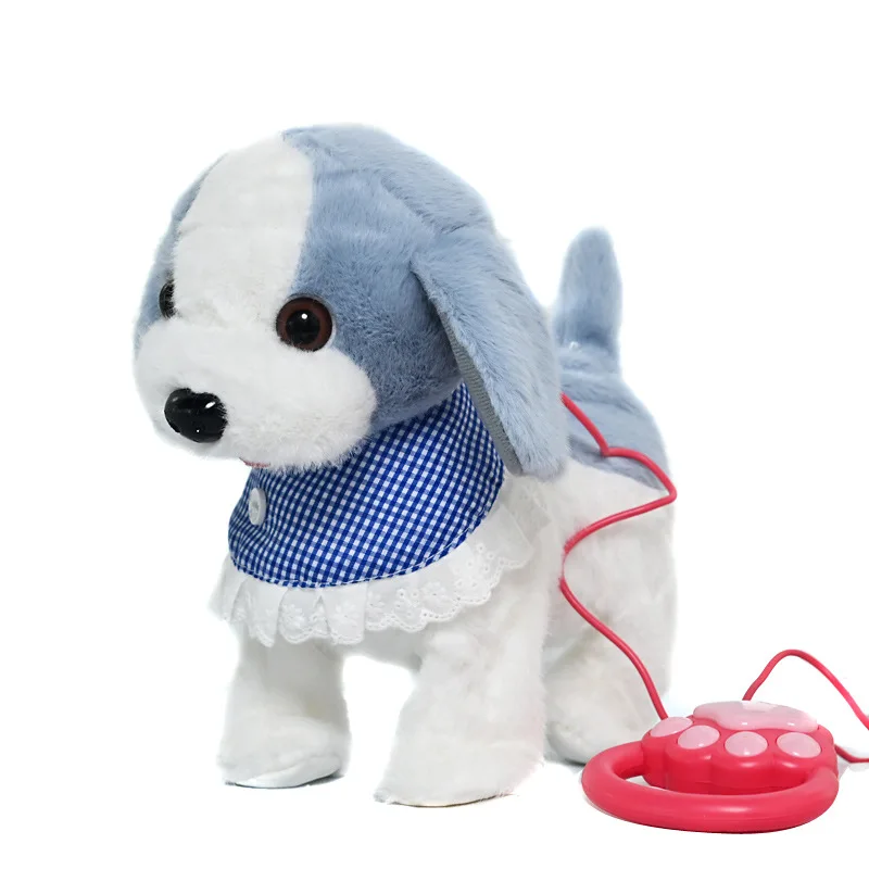 Pull String Electric Puppy Soft Plush Toys Creative Cute Will Lick Tongue Walking Singing Learning To Talk Barking Kids Pet Dogs