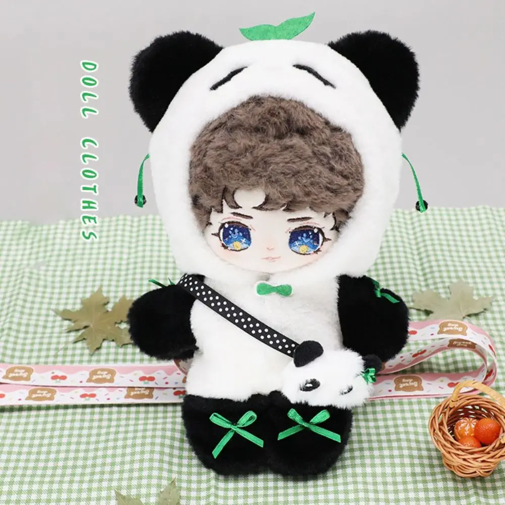 

Cotton Plush Doll Clothes Bodysuit Panda Shape Cartoon Cotton Stuffed Dolls Suit Black&White Idol Doll Outfit 20cm Cotton Doll