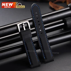 Enhanced Waterproof Sports Silicone Watch Band Strap, Universal Fit - 22mm (Black Blue)