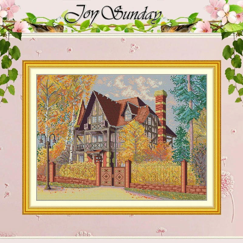 

Autumn Yard Patterns Counted Cross Stitch Set DIY 11CT 14CT 16CT Stamped DMC Cross-stitch Kit Embroidery Needlework Home Decor