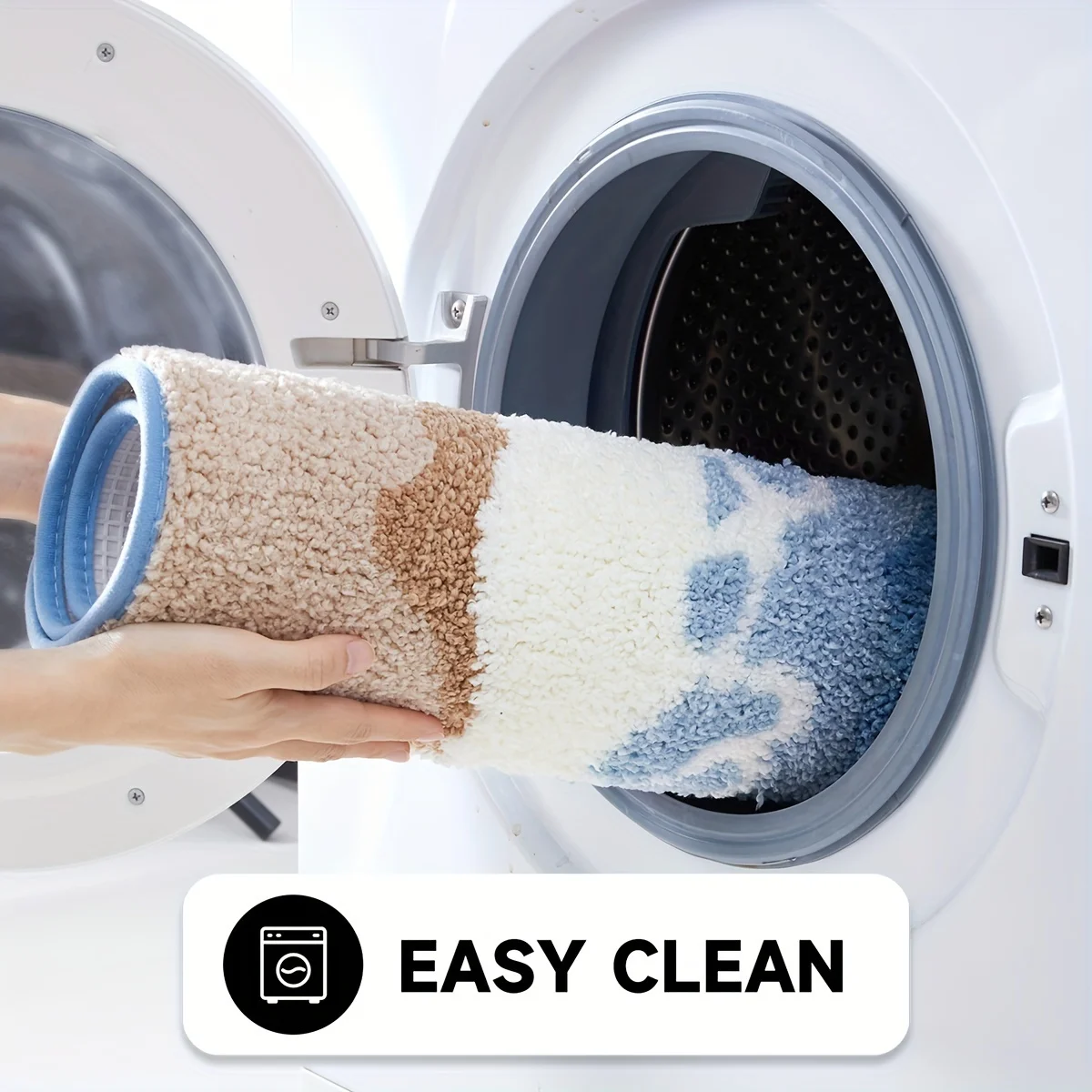 1Pc DIANG Fluffy Wave Beach Super Soft Water Absorbing Polyester TPR Anti Slip Washing Machine Washable Rectangular Plush