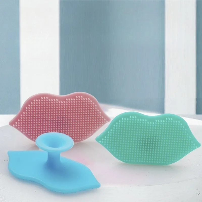2pcs Exfoliating Lip Brushes with Sucking Cup Bendable Soft Lip Scrubbers Lip Cleaning Scrub Brush Tool