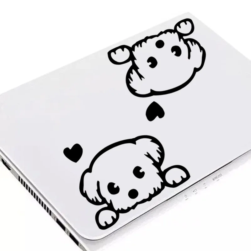 2pcs/Pair Puppy Computer Stickers Cute Dog Stickers Laptop Skins Home Decoration Laptop Accessories