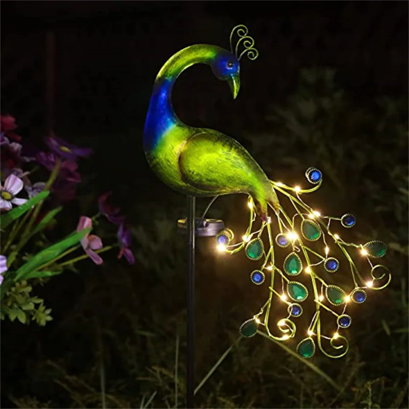 

Solar Garden Lights Metal Peacock yard Decor Waterproof sunlight Stake Light for Outdoor Patio Villa Decorations Figurine Lawn