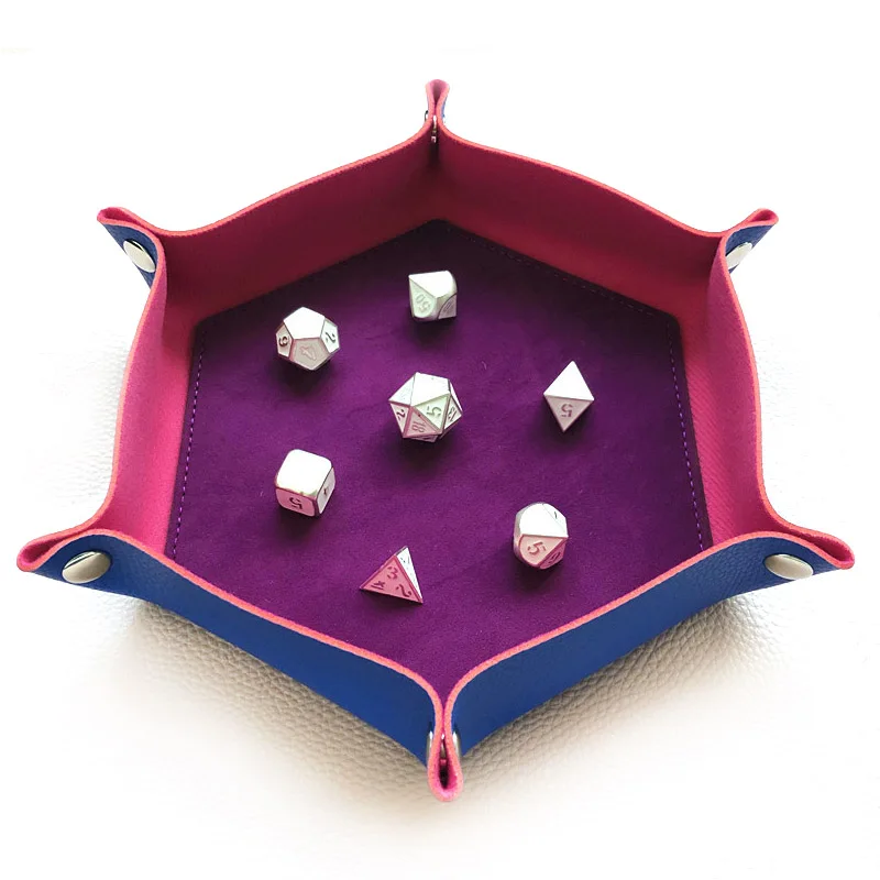 Bescon Hexagon Folding PU Leather and Velvet Dice Tray, Portable Dice Holder for DND, RPG, MTG Dice Gaming D&D Table Games 3