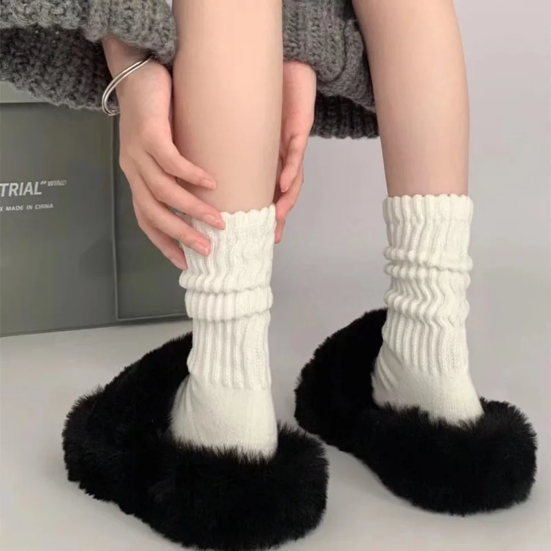 

Socks for Men and Women, Thick-line Mid-calf Socks, Ins Trendy Sports Stockings, Cream Cotton Autumn and Winter Wool Pile Socks