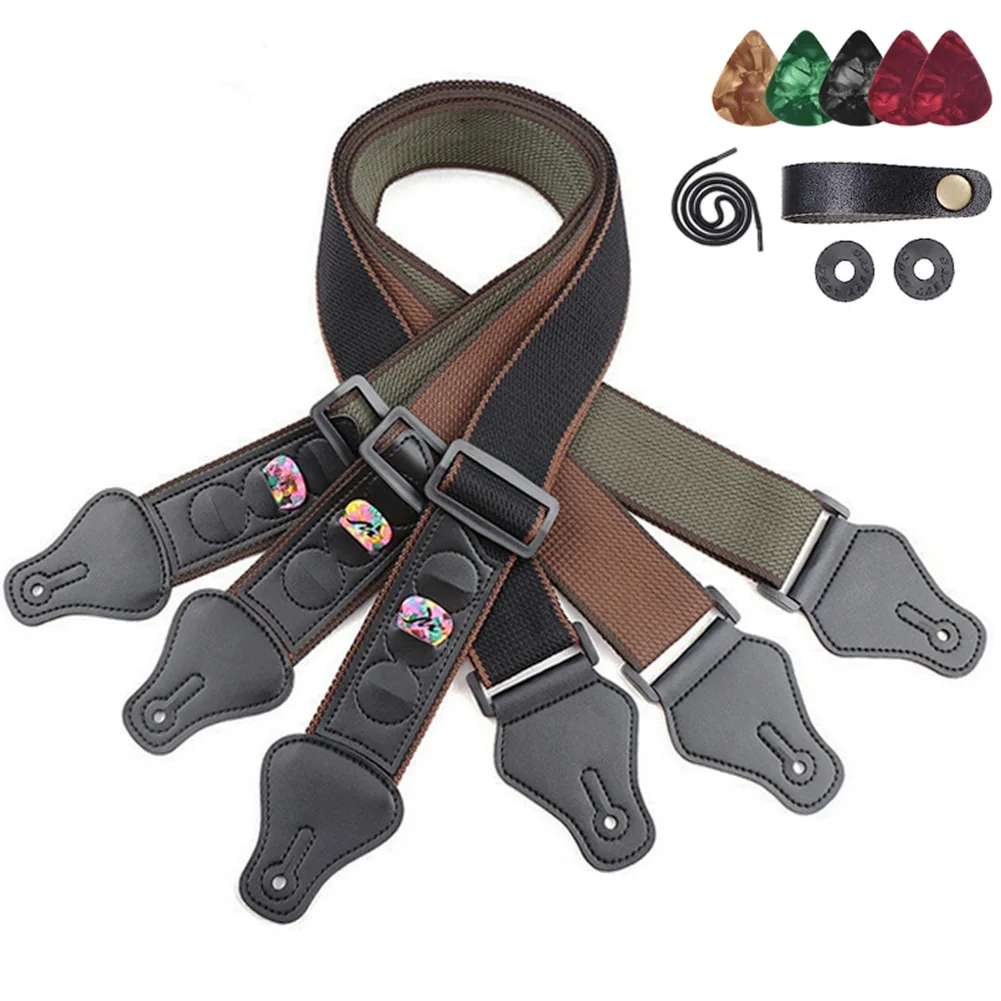 

Folk Guitar Electric Guitar Bass Pure Cotton Strap, Headband, Rubber Strap Buckle